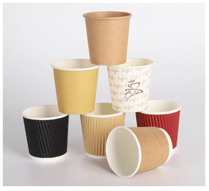 4oz Black-Kraft Double Wall Ripple Coffee Cups 1000 Pcs