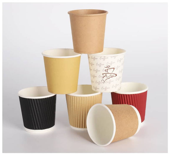 4oz Black-Kraft Double Wall Ripple Coffee Cups 1000 Pcs