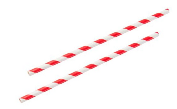 RED AND WHITE STRIPED PAPER STRAW – 6X200MM - PACK OF 250PCS