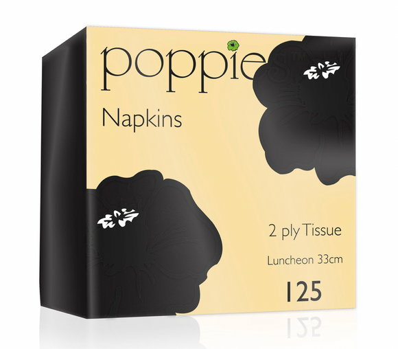 POPPIES BLACK COLOUR 2PLY NAPKIN 33CM- PACK OF 2000 PCS