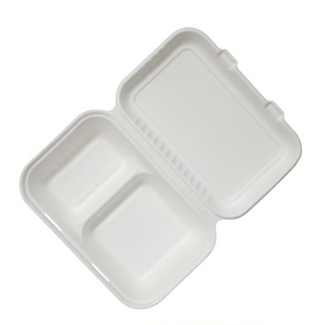 BAGASSE 2 COMPARTMENT LUNCH BOX 9X6 INCH-PACK OF 250