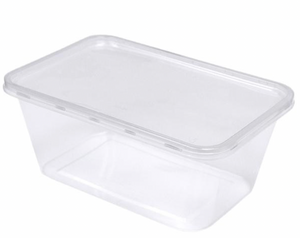CLEAR PLASTIC MICROWEVABLE CONTAINER AND LID - 1000CC