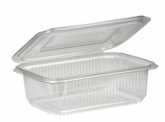 1000CC PLASTIC HINGED SALAD CONTAINERS- PACK OF 500PCS
