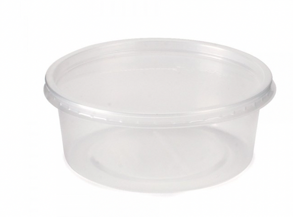 8 OZ ROUND PLASTIC MICROWAVE CONTAINER WITH LIDS - PACK OF 250 PCS