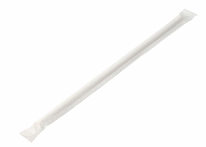 WHITE PAPER STRAWS INDIVIDUALLY WRAPPED - 8" / 20CM - PACK OF 100 PCS
