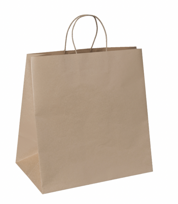 TWISTED HANDLE BROWN PAPER BAGS XL-JUMBO- PACK OF 100PCS