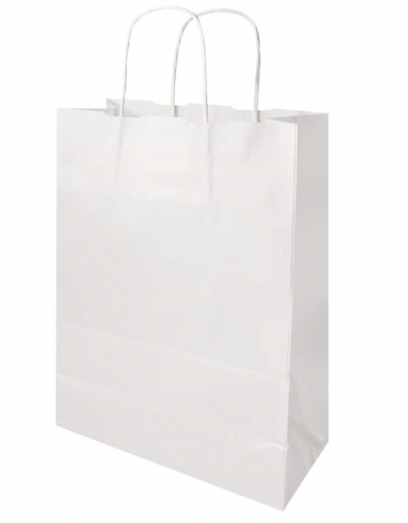 TWISTED HANDLE WHITE KRAFT CARRIER BAGS - XL- PACK OF 250 PCS