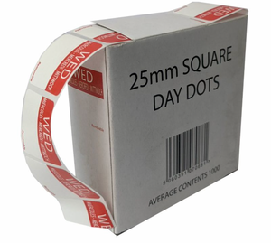 SQUARE DAY FOOD ROTATION LABELS 25MM- WEDNESDAY- ROLL OF 1000