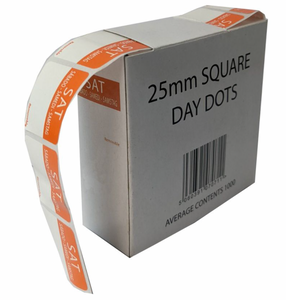 SQUARE DAY FOOD ROTATION LABELS 25MM- SATURDAY- ROLL OF 1000