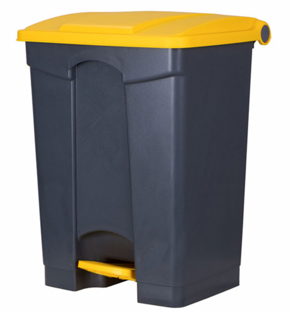 68L WASTE BIN WITH YELLOW LID & PEDAL