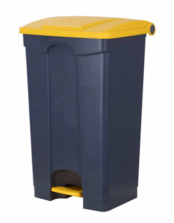 87L WASTE BIN WITH YELLOW LID & PEDAL