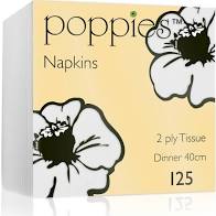 POPPIES WHITE NAPKINS (40CM) 4FOLD - PACK OF 2000 PCS