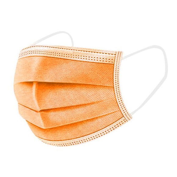 FACE MASK ORANGE 3-PLY  PACK OF 50